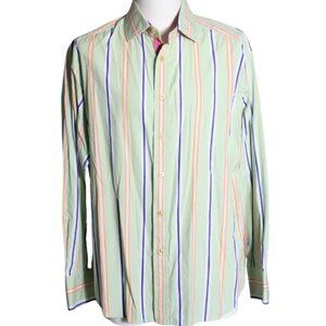ROBERT GRAHAM SZ XL Men's Long Sleeve Striped Cotton Button Up Shirt